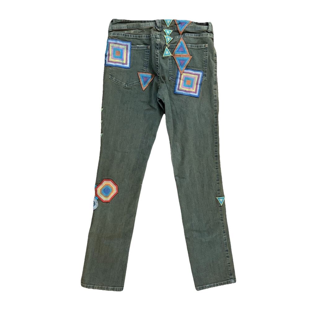 REVOLVE Chaser women's 30 Boho Patched Denim Jeans Pants Retro